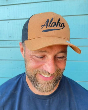 Aloha Label Aloha 6-Panel Trucker Cap Caramel Black