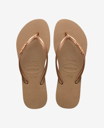 Havaianas Havaianas Slim Logo Metallic Slippers Rose Gold