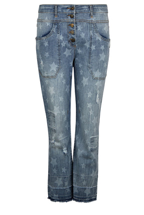 Isla Ibiza Isla Ibiza Dames Trousers Baggy Denim Blue