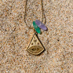 Laguna Treasures Laguna Treasures Zeeglas Ketting Ocean Eye Goud
