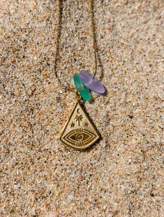 Laguna Treasures Laguna Treasures Zeeglas Ketting Ocean Eye Goud
