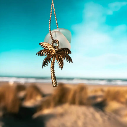 Laguna Treasures Laguna Treasures Zeeglas Ketting Palmboom Goud