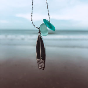 Laguna Treasures Laguna Treasures Zeeglas Ketting Surfboard Zilver