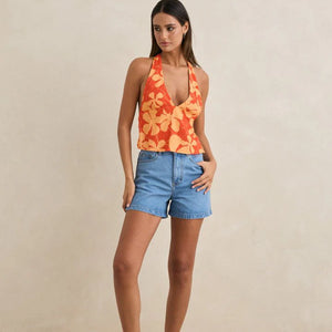 Rhythm Rhythm Dames Melia Floral Halter Top Red