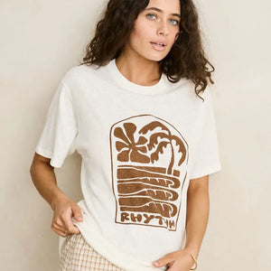 Rhythm Rhythm Dames Palm and Sun Oversized Tee Vintage White