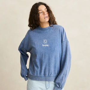 Rhythm Rhythm Dames Salt Wash Crew Neck Fleece Indigo
