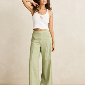 Rhythm Rhythm Dames Vista Stripe Wide Leg Pants Olive