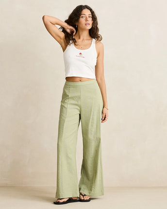 Rhythm Rhythm Dames Vista Stripe Wide Leg Pants Olive