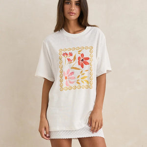 Rhythm Rhythm Dames Wildflower Oversized T-Shirt Vintage White
