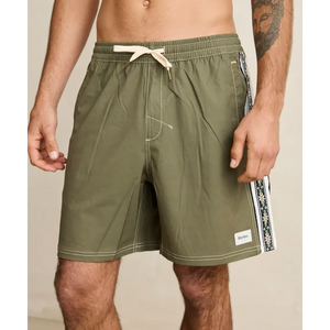 Rhythm Rhythm Heren Panel Stripe Beach Short Olive
