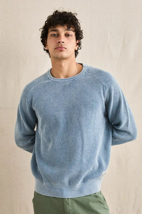 Rhythm Rhythm Heren Polu Crew Knit Sweater Washed Blue