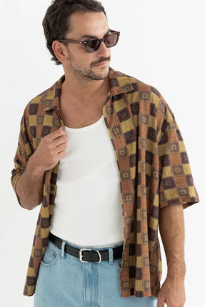 Rhythm Rhythm Heren Racket Relaxed SS Shirt Ochre