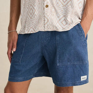 Rhythm Rhythm Heren Textured Wale Jam Shorts Washed Indigo