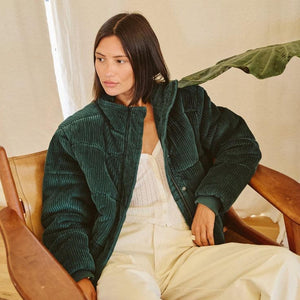 RVCA RVCA Dames Eezeh Corduroy Puffer Jacket Pine