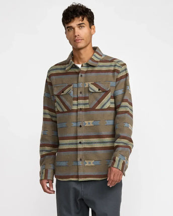 RVCA RVCA Heren Dayshift Blanket Flannel Shirt Mushroom