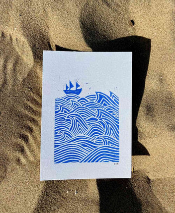 Studio Els Studio Els Boat Print A5 Blue