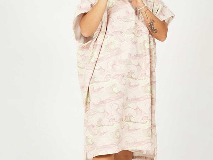 After Essentials After Surf Poncho Japan Waves Soft Pink