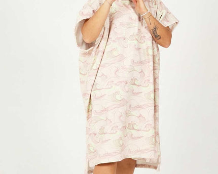 After Essentials After Surf Poncho Japan Waves Soft Pink