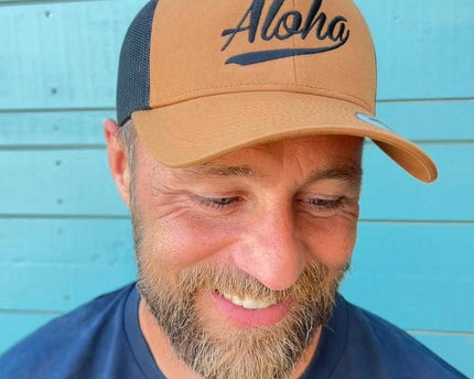 Aloha Label Aloha 6-Panel Trucker Cap Caramel Black
