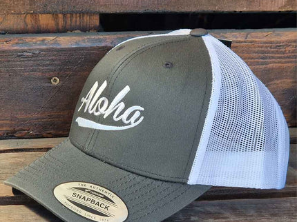 Aloha Label Aloha 6-Panel Trucker Cap Dark Grey White