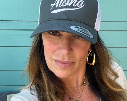 Aloha Label Aloha 6-Panel Trucker Cap Dark Grey White