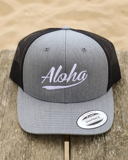 Aloha Label Aloha 6-Panel Trucker Cap Heather Grey / Black