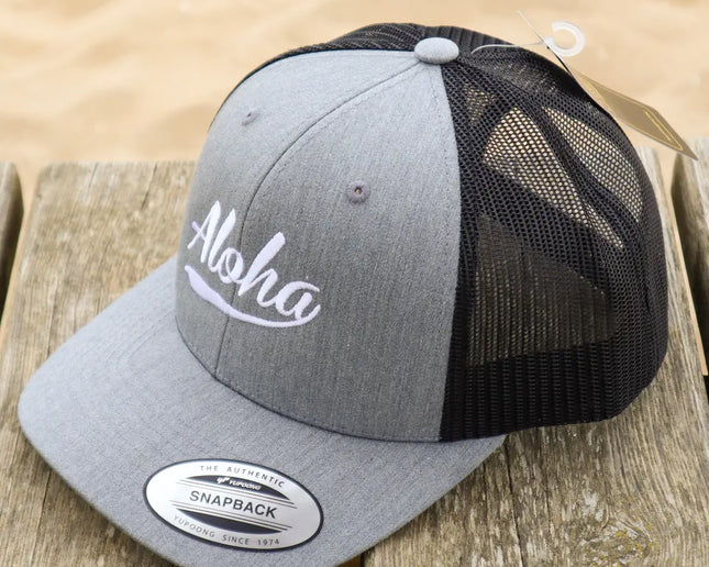 Aloha Label Aloha 6-Panel Trucker Cap Heather Grey / Black