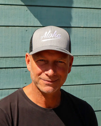 Aloha Label Aloha 6-Panel Trucker Cap Heather Grey / Black