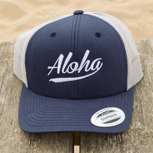 Aloha Label Aloha 6-Panel Trucker Cap Navy / Silver