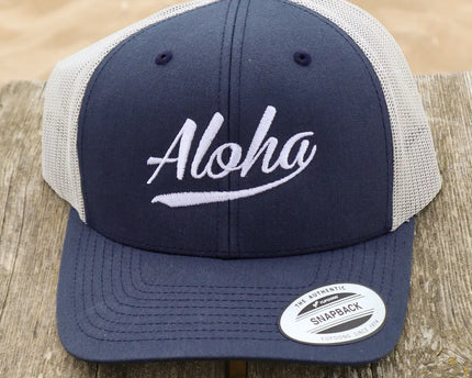 Aloha Label Aloha 6-Panel Trucker Cap Navy / Silver