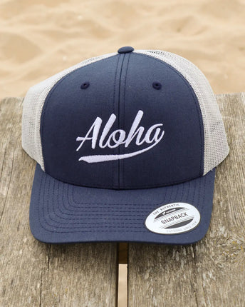 Aloha Label Aloha 6-Panel Trucker Cap Navy / Silver