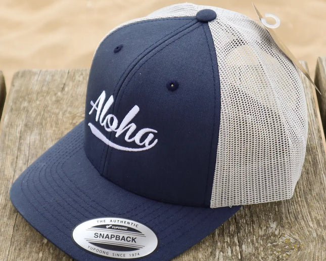 Aloha Label Aloha 6-Panel Trucker Cap Navy / Silver