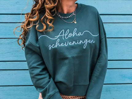 Aloha Label Aloha Dames Geborduurde Sweater Green Bay