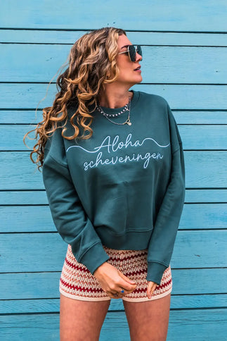 Aloha Label Aloha Dames Geborduurde Sweater Green Bay