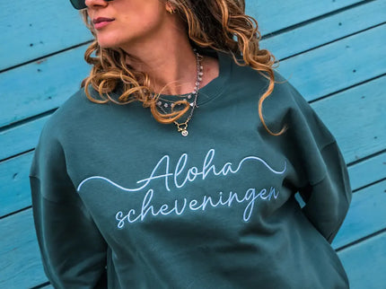 Aloha Label Aloha Dames Geborduurde Sweater Green Bay
