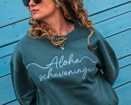 Aloha Label Aloha Dames Geborduurde Sweater Green Bay