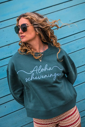 Aloha Label Aloha Dames Geborduurde Sweater Green Bay