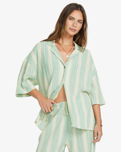 Billabong Billabong Dames Beach Side Woven Shirt Island Green