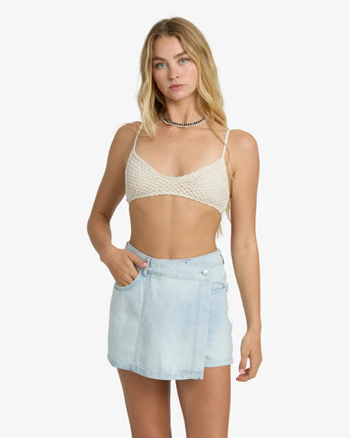 Billabong Billabong Dames Jade Salt Washed Denim Skort Blue Mist