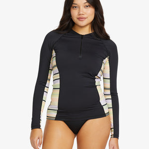 Billabong Billabong Dames Surf Capsule Halfzip LS Lycra Black Multi