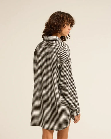 Billabong Billabong Dames Winter Checks Shirt Dress Black Pebble