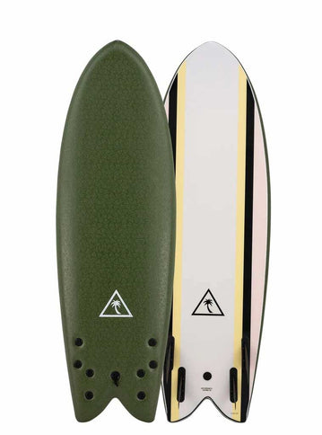 Catch Surfboards Catch Heritage 5'8'' Retro Fish Quad Military Green/Pink