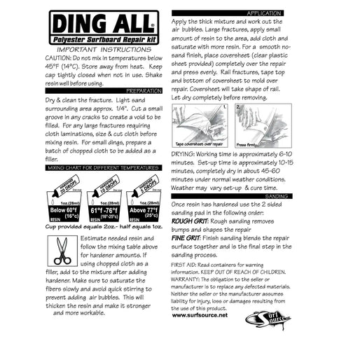 Ding All Ding All Polyester Standard Repair Kit