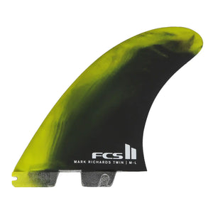 FCS FCS II Mark Richards Performance Core Twin + 1 Fins - Cyber Lime / Black