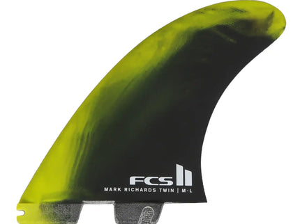 FCS FCS II Mark Richards Performance Core Twin + 1 Fins - Cyber Lime / Black