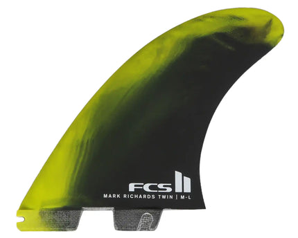 FCS FCS II Mark Richards Performance Core Twin + 1 Fins - Cyber Lime / Black