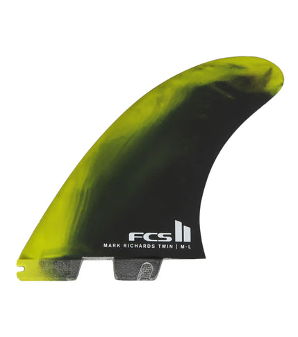 FCS FCS II Mark Richards Performance Core Twin + 1 Fins - Cyber Lime / Black