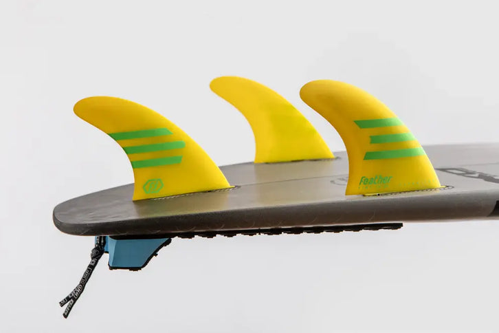 Feather Fins Feather Fins Click Tab Ultralight Epoxy HC Thruster Fins Yellow/Green