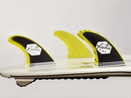 Feather Fins Feather Fins Dual Tab Fiberglass Thruster Black & Yellow