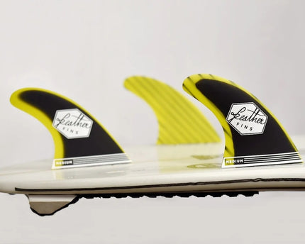 Feather Fins Feather Fins Dual Tab Fiberglass Thruster Black & Yellow
